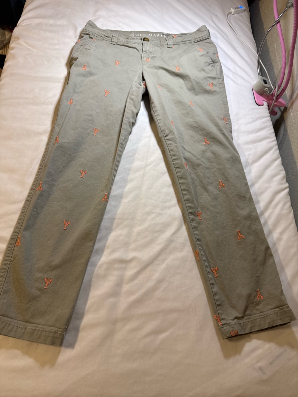 Old Navy Ankle Khaki with 🦞 Embroidery